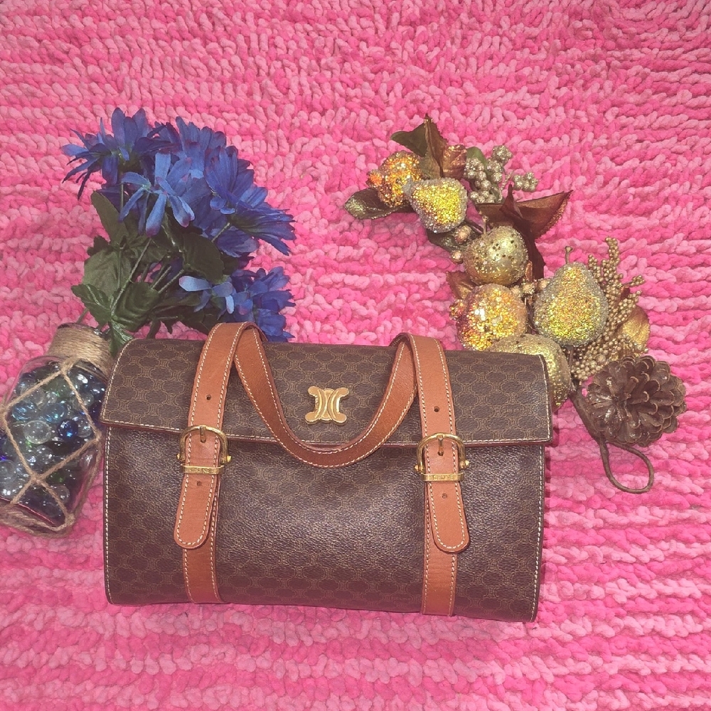 Celine Macadam Large Brown and Tan Satchel